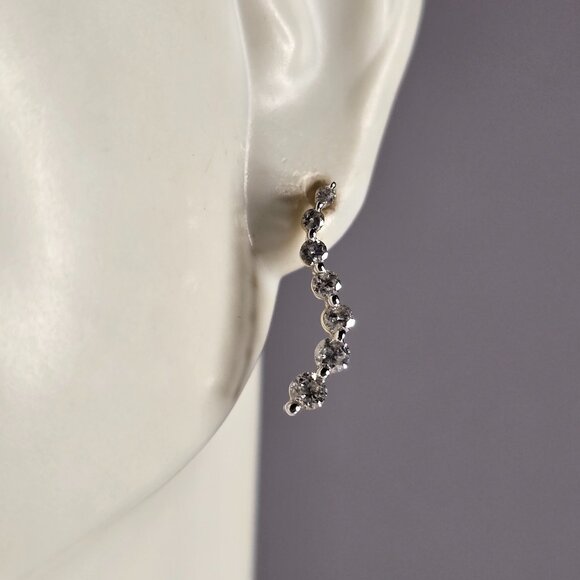 Pr of Womens 14K Yellow Gold Diamond Modernist Earrings 1.5g E4852